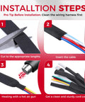 2 In 1 Heat Shrink Braided Sleeving Fabric Tubing Kit Half Inch Inner Diameter, 22 Feet Long, Tight Shrink Fit For Wires installation steps