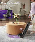 No Hassle Wet Dry Vacuum Cleaner Featuring Self Wash And Hot Air Dry Mode 24Kpa Serious Suction using 90° swivel flexibility on carpet.