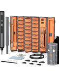All In One 138 In 1 Electric Cordless Screwdriver Set With 120 Precision Bits For Quick Home Repairs DIY Pro Level Tool Kit With Magnetic Bit Holder Reversible Driver Bit Case And Versatile Screwdriving For Any Project, open case and tools