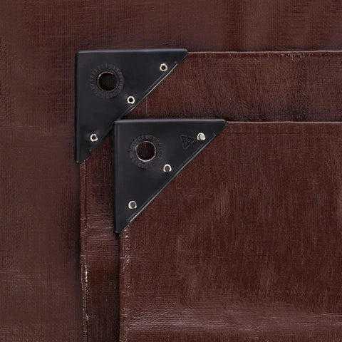 Close-up of Heavy Duty Poly Tarp Cover 15x15 Ft With 16 Mil And 10 Mil Grommets Reinforced Edges, showing corner hardware.