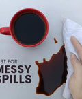 Cleaning coffee spill with Premium Exact Cut White T Shirt Cleaning Rags Ten Pack 20x20 Inches Super Absorbent Cotton Rags For Mechanic Shops
