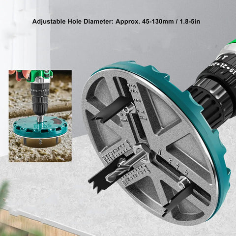 Adjustable Hole Saw Kit For Woodworking Pros: 12 High Performance Blades Cut Smooth 1.8 To 5 Inch Rounds Fast With Aluminum Alloy Durability, 45-130mm