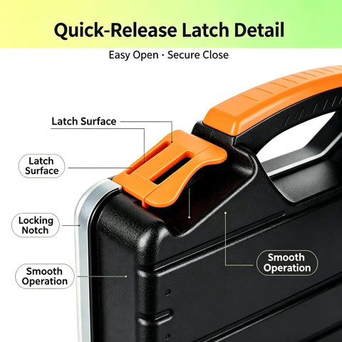 Tough As Nails Grade 8 Nuts And Bolts Assortment Kit with black storage box featuring quick-release latch for easy access.