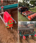 Tow Behind Seeder For Tractors Multi-Row Seed Drill With 12 Nozzle Planter Adjustable Depth And Spacing Corn And Bean Planting System With Built To Last Rugged Seed Storage Box And Heavy Duty Frame in field