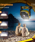 Solar Powered Camping Fan With Led Lantern 7W Panel 10400mAh Rechargeable Battery Quiet Outdoor Tent Fan for camping
