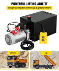 Single Acting 12V DC Hydraulic Pump Power Unit For Dump Trailer, 3.75 Gallon Capacity, Steel Construction, Fast Start, rugged work site