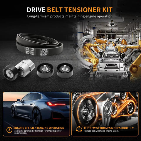 High Performance Serpentine Belt Tensioner And Idler Pulley Kit For Hyundai Sonata 2006 To 2010 And Kia Forte 2010 To 2013 With Perfect Fitment, belt kit