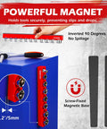Two Piece Half Inch Drive Metric Magnetic Socket Organizer Set Holds Nineteen Sockets With Detachable Tool Tray And 5mm Magnetic Base Built Tough For Garage And Home Workshop showing powerful magnet use.
