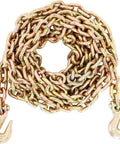 Three Eighths Inch 20 Foot G80 Tow Chain With Grab Hooks Galvanized Manganese Steel 7100 Lb WLL DOT Certified Two Pack coiled view