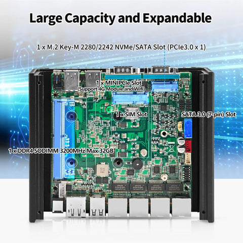 Heavy Duty Fanless Mini PC With N150 CPU Works Smooth As A No Fuss Firewall Appliance For OPNsense showcasing expandable internal slots.