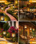 Garden, pathway, table, and porch with 2-Pack 14-Inch Large Tempered Glass Solar Lanterns Outdoor Waterproof Hanging Lights.