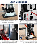 Manual Wire Stripper Machine For 0.06 To 1 Inch Wires, dual operation use, steps showing hand crank or drill powered setup