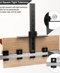 Pro Grade Aluminum Cabinet Hardware Jig For Precise Door And Drawer Installations Adjustable Drill Guide Sleeve For Handles And Pulls Rugged Aluminum Alloy Build Effortless DIY Cabinet Hardware Setup with square and ruler markings