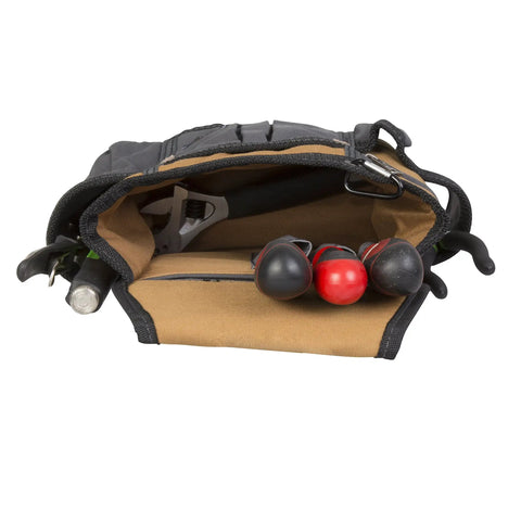Interior view of 8 Pocket Padded Tool Belt And Utility Pouch With Adjustable 3 Inch Belt Tough As Nails Canvas Build In Tan And Grey