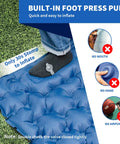 Demonstration of using foot pump to inflate Ultralight Inflatable Sleeping Pad With Built In Foot Pump And Pillow For Camping.