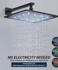 Dope LED Shower System Matte Black Wall Mounted Luxury Rain Mixer Shower Combo With 12 Inch Rainfall Head in action
