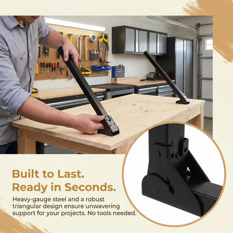 Two Pack Foldable Table Legs For Cabinets And Camper Beefed Up Heavy Duty Metal Reinforced Tubing With Self Locking Hinges