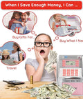 Child using ATM Piggy Bank For Kids Kid Friendly With Talking Debit Card And Digital Coin Counter Real Money Counting