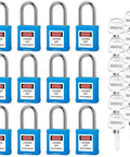 Lockout Tagout Locks 12 Pack Keyed Alike OSHA Blue Loto Locks For Industrial Machinery And Electrical Panels With Chrome Steel Shackle And Durable Nylon Unibody Built To Last Tough As Nails In Harsh Environments