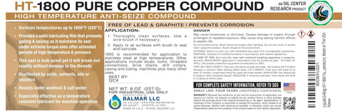 HT-1800 Pure Copper Anti-Seize Compound label on an 8 oz brush-top can, front view