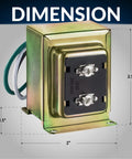 24V 40VA Doorbell Transformer Power Supply For Ring Video Doorbell Pro And Nest, dimensions illustration showing size.