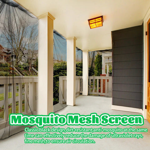 60 By 10 Feet Mosquito Netting For Garden And Outdoor Living Kickin Insect Barrier Mesh Screen in black on porch