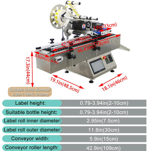 Heavy Duty Round Bottle Labeling Machine Horizontal Desktop Conveyor System High Speed Output Plug And Play Action No Sweat Setup Real Deal Production Powerhouse 110V dimensions and features layout.