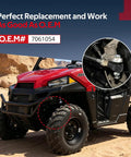 Outer Tie Rod End Set For Polaris UTVs RZR 570 800 900 And Ranger 400 425 500 570 700 800 900 1000 Ace Brutus HD GEM E2 E4 E6 EM1400 Built For Rugged Trails And Heavy Duty Steering Upgrade Real Tough Terrain Ready OEM 7061054 installed on Polaris UTV wheel