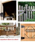Three And A Half Inch Heavy Duty Gate Hinges Eight Pack Black Iron T Hinges installed on cabinetry, fence, door, and bar door.