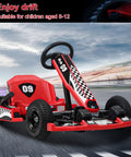 Red Kids 36V Electric Drift Go Kart With 350W Motor And 16 MPH Top Speed on racetrack