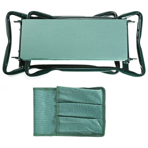 Two In One Garden Kneeler And Seat For Easy Weeding Flip Over Stool To Sit Or Kneel Relief For Knees And Back Supports Up To 250lbs Ideal Gift For Grandparents Mom And Dad Garden Tool And Comfort Companion folded top view and pouch