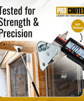 Beefy Heavy Duty 10mm Ball Stud Mounting Bracket for Gas Struts installed on wooden frame with caliper measuring thickness.