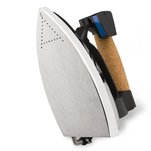 3000IS Pro Grade Steam Iron Station with Continuous Dry Steam, stainless steel soleplate, cork handle, side view