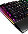 Beast Mode Mechanical Gaming Keyboard With Clicky Blue Switches, Vivid Rgb Backlighting showing colorful keycaps and side panel.