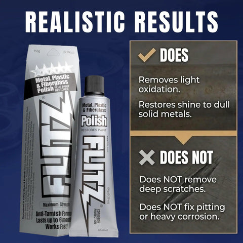 USA Made Metal Polish Paste For Solid Chrome, Stainless Steel, Aluminum And More, Non Abrasive Tarnish Fighter, Removes Light Oxidation, Requires Manual Buffing, Not For Plated Or Coated Surfaces, 5.29oz.