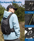 Man wearing 10L Ultra Light Hiking Daypack For Men And Women With Chest Strap Compact Mini Backpack, showing double zipper.