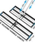 Image showing Heavy Duty Lawn Leveling Rake with Aluminum Rollers 40x10 Inch Adjustable Handle 27 To 80 Inch Stainless Steel Ground Leveler