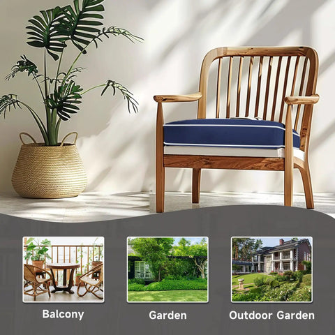 2 Pack Outdoor Patio Chair Cushions 20x20x4 Navy Waterproof With Non Skid Ties High Density Foam Cushion And Cover Included