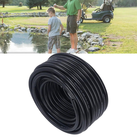 Big Time 100FT 3/8 Inch Air Hose Plus Pond Tubing Kit For Pond Pump And Aerator System Built With Hella Strong PVC Giving Serious Durability And Leak Proof Performance You Really Gonna Dig This Heavy Duty Gear For Any Water Feature At Home. black PVC pond aerator hose coil for pond pump use