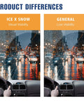 Comparison of visual clarity with Heavy Duty Nine Inch Rear Wiper Blade Replacement For Ford Bronco Sport 2021 To 2024, snow vs rain.
