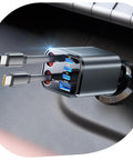 6 In 1 Retractable Car Charger With Dual Type C Cables, 99W Ultra Compact USB C Car Adapter With 4 USB Ports plugged in car