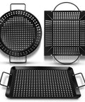 Massive Three Piece Grill Basket Set For Outdoor Grillin Heavy Duty Nonstick Veggie Pans With Riveted Handles Warp Resistant BBQ Accessories