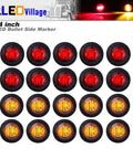 20 Pack Three Quarter Inch Amber And Red LED Marker Lights Mini Round Bullet Signal And Clearance Lamps With Grommet 12V
