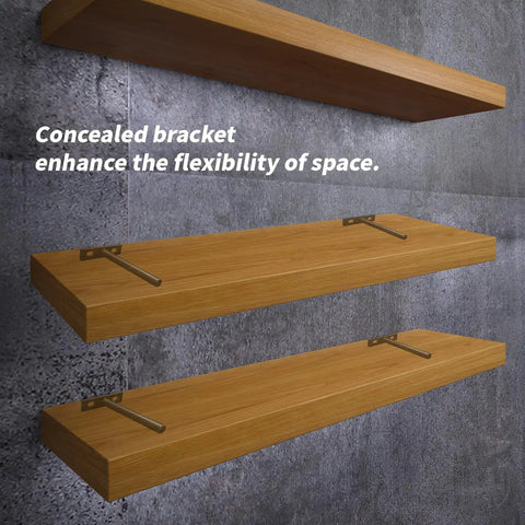 Four Inch Floating Shelf Brackets Concealed Mounts Matte Black Finish With Screws And Anchors Included For Raw Wood Shelves Hidden Bracket System Creates Floating Look While Providing Strong Support For Home Or Office