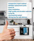Kitchen with a thumbs up sign and text highlights for the Grab This Awesome 15.5 Inch Glass Microwave Turntable Tray Replacement.