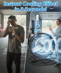 Man cooling down with 24 Inch Industrial Drum Fan With 8900 CFM High Velocity Air Circulator in warehouse