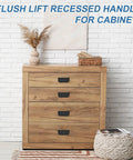 Wooden cabinet with recessed flush pull door handle set 2 pack invisible pull handles with screws for cabinets in bright black iron finish.