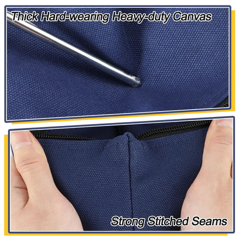 Durable Canvas Tool Bags 4 Pack 11.2 By 7 Inch Heavy Duty Zipper Pouches detail of material and stitching strength