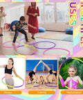 Kid playing with Eight Color Hoop Exercise Rings Set Detachable Adjustable Plastic Rings for Gymnastics and Dog Agility Training