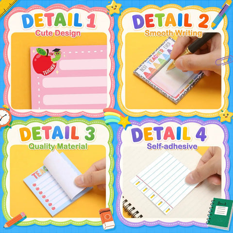 Back To School Sticky Notes Set Of Nine Pads Fifty Sheets Each Cute Teacher Notepads showing cute design, smooth writing, quality material